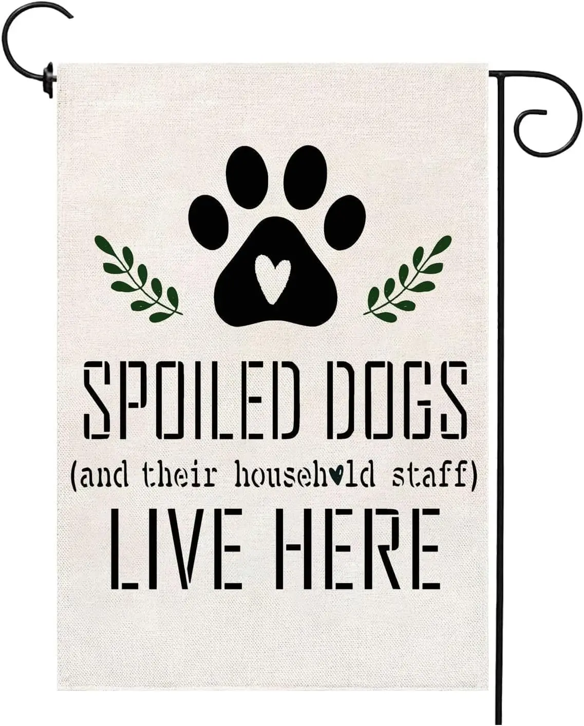 Dog Garden Flag, Funny Spoiled Dogs Live Here Garden Flag 12 x 18 Inch Vertical Burlap Double Sided There Household Staff Li zzo