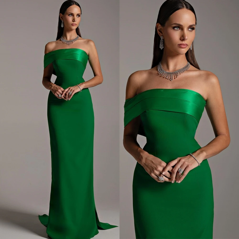 

Customized Strapless Jersey Straight Evening Dress Classic Panel Train Party Dresses Temperament Special Occasion Gowns