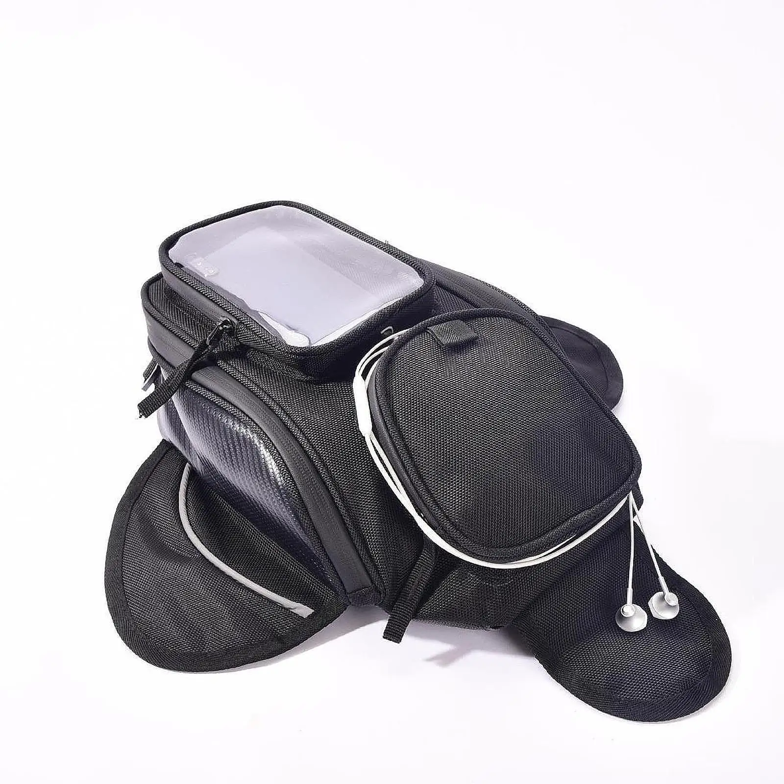 Motorcycle Fuel Tank Storage Bag with Headphone Access Motorbike Pouch Waterproof Riding Gear