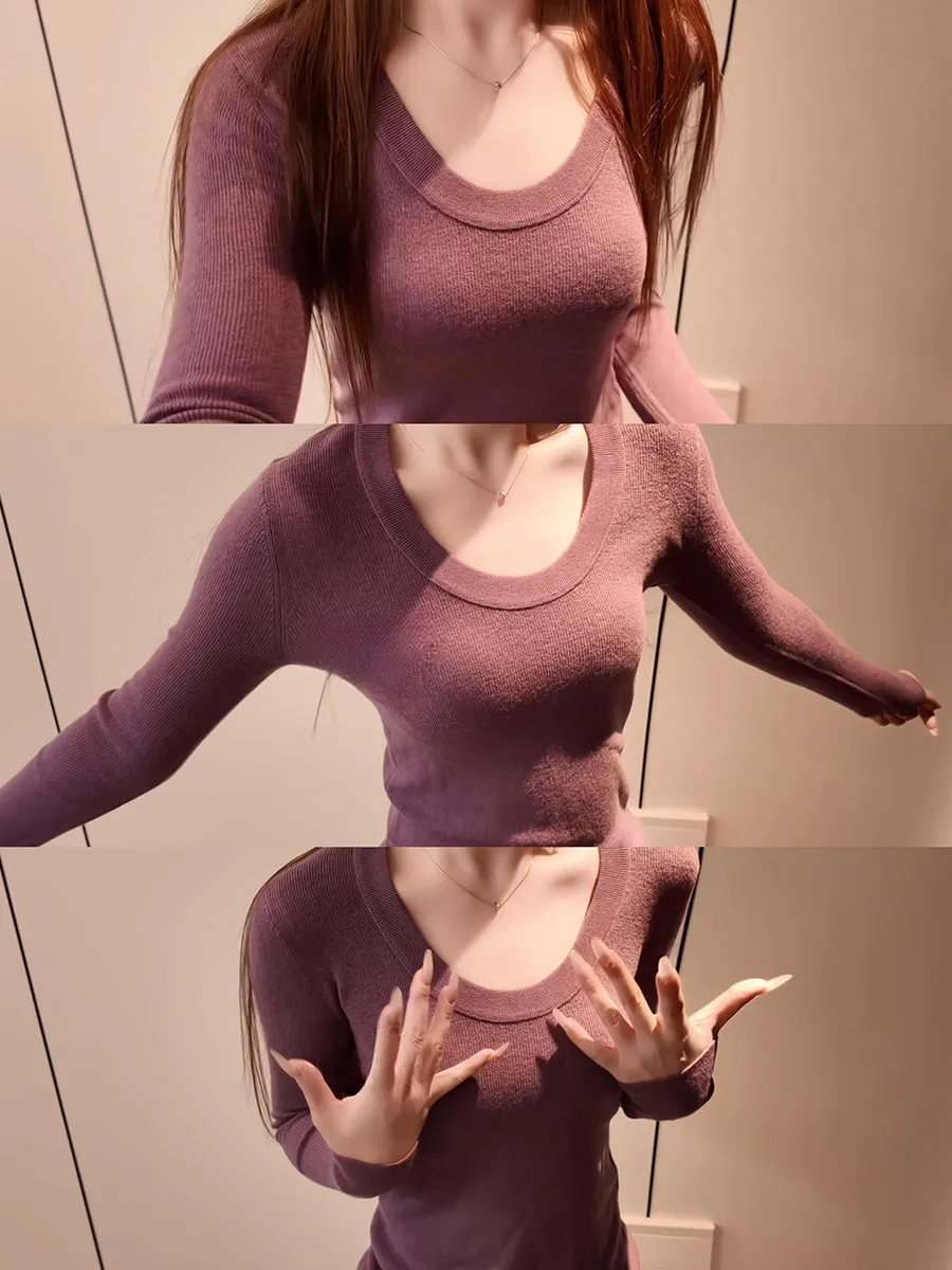 

Облегающий длинный вязаный свитер свека, женское зимнее пальто с меховой внутренней частью, мягкий уютный свитер U-Ne, французский теплый свитер для поездок на работу