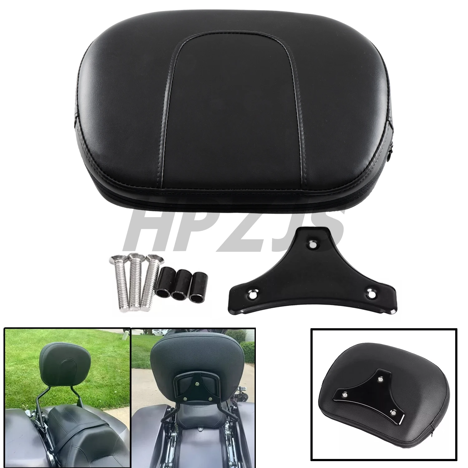 

Motorcycle Passenger Sissy Bar Backrest Pad Black Bracket For Harley Touring CVO Street Bob Road King Electra Glide 1997-2024