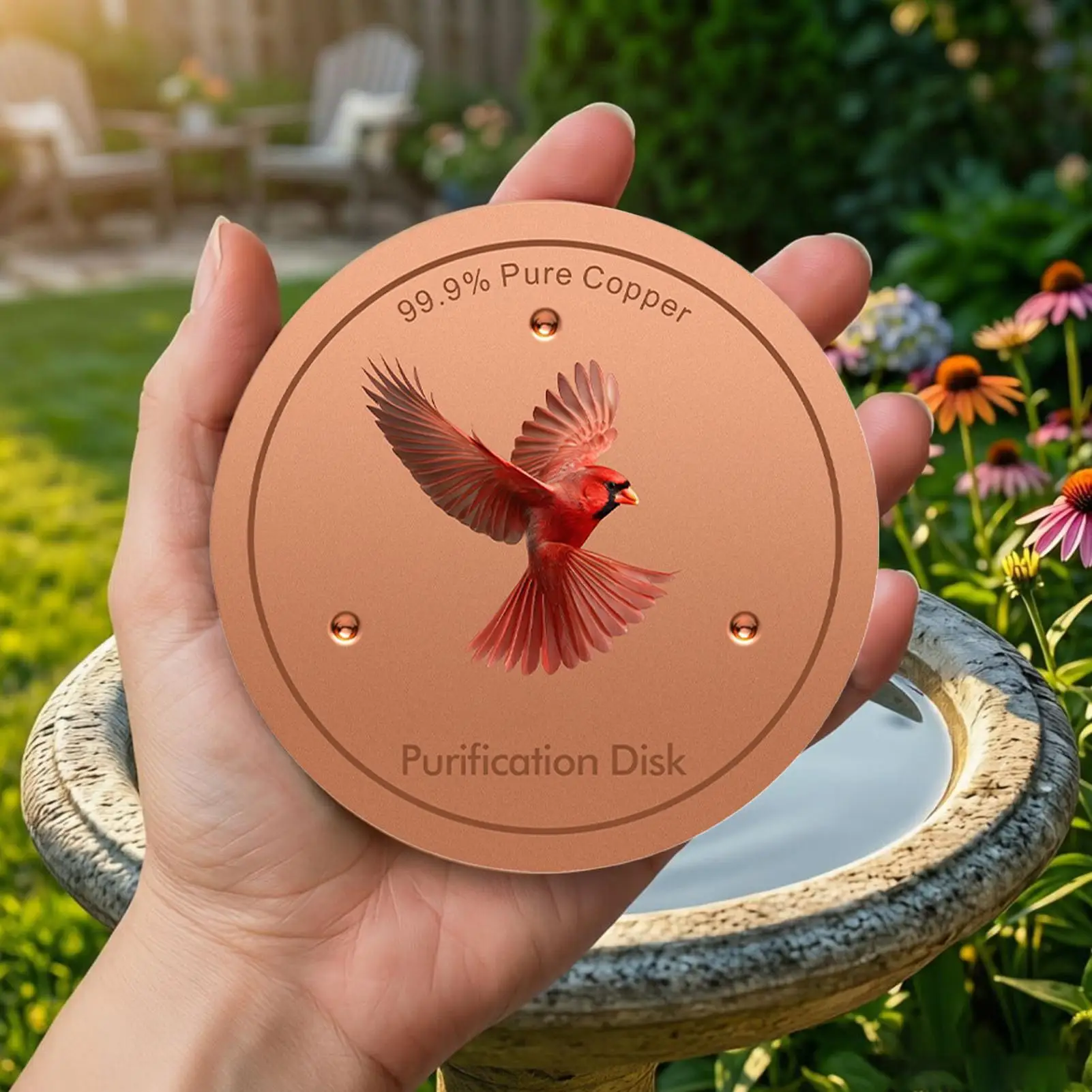 Copper Disc For Bird Bath 10cm Water Cleaning All-Season Outdoor Bird Bowl Cleaner Disc For Outdoor Garden Backyard Pond Deck