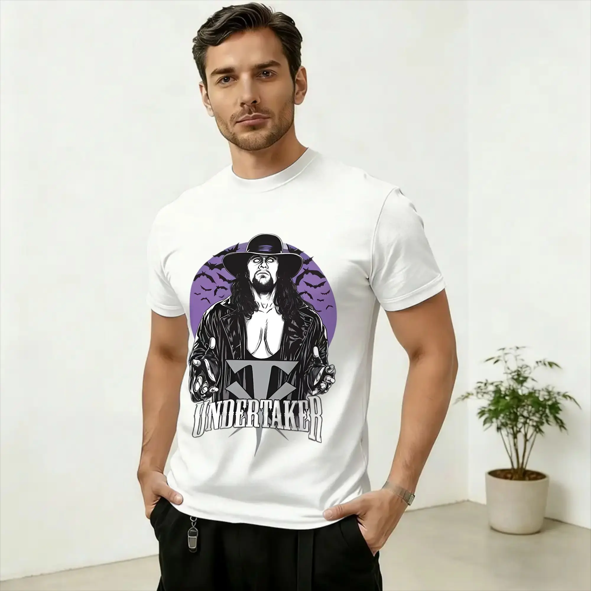 Harajuku T-Shirt Summer The Undertaker Trendy Cool T-Shirts  Pure Cotton Tshirt for Men Y2K Retro Design Short Sleeve Tops