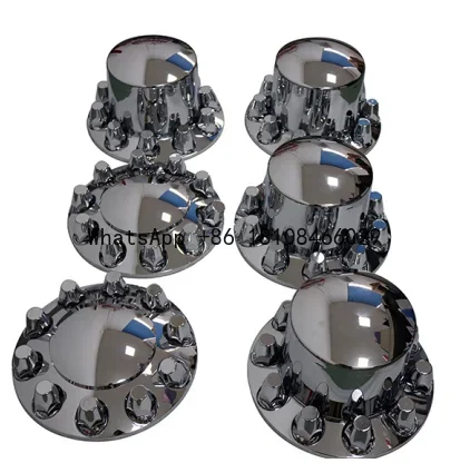 ABS Chrome 33mm Standard Lug Hub Cap Nut Cover Semi Truck Front Rear Complete Wheel Kit Axle Cover