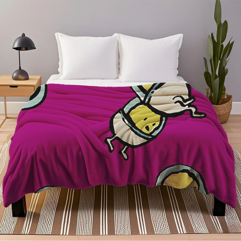 フランネルソフトブランケットスペースひよこ禅デザインフェイクファースローベッドシート超ソフトタッチ抗ピリングブランケットカップル用