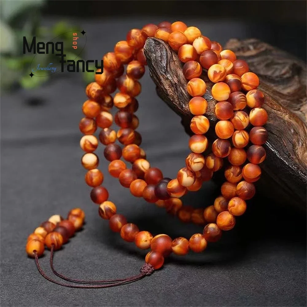 Natural Demon Flower Original Mine Collection Grade Tiger Skin Pattern Old Wax Amber Flower Wax Bracelet Luxury Fashion Jewelry