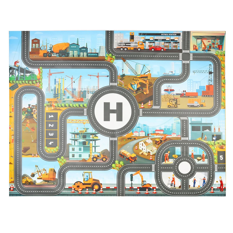 Kids Play Games Mat Boys and Girls Traffic Toy Children‘s Traffic Map Cartoons Pad Boy Bauble Road Carpet for Kid Plaything