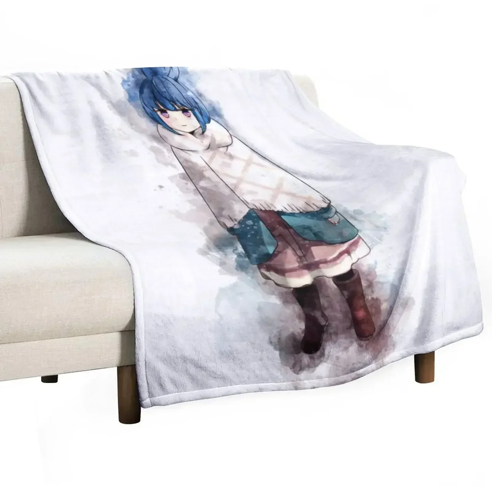 

Laid Back Camp - Rin *Watercolor* Throw Blanket Shaggy for sofa Plaid For Decorative Sofa Blankets