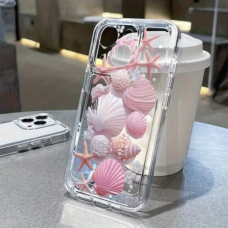 Pink Ocean Shell Pattern Phone Case For iPhone 17 16 11 13 12 14 15 Pro Max XS X XR 7 8 Plus 16E 16 17 Pro Soft Silicone Cover