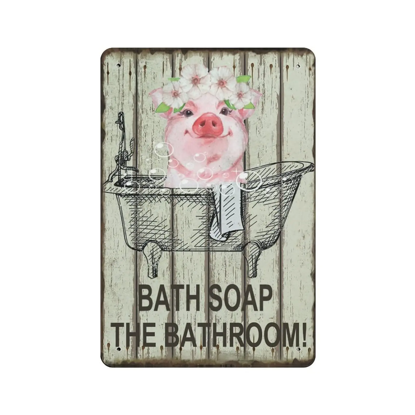 

Funny Pig Bathroom Retro Metal Tin Sign,Bathroom Tin Sign Wall Decoration for Bathroom Bar Restaurant Vintage Tin Sign 8x12 Inch