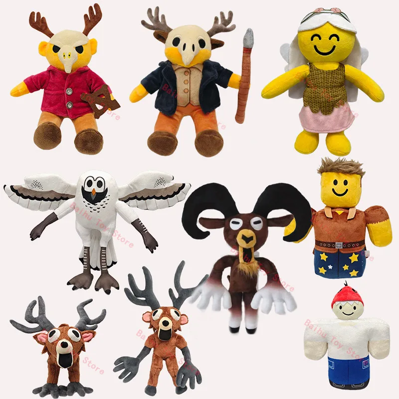 New 99 Nights In The Forest Plush Game Merchandise Brown Stand And Sit Elk Deer White Owl Stuffed Doll Pillow For Kid Gifts