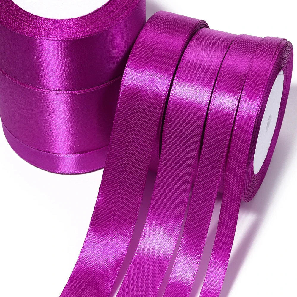 25yards/lot 10/12/15/20/25/38/50mm Deep Purple Satin Ribbon DIY Bouquet Gift Wrapping Bow Making Wedding Party Decor Supplies