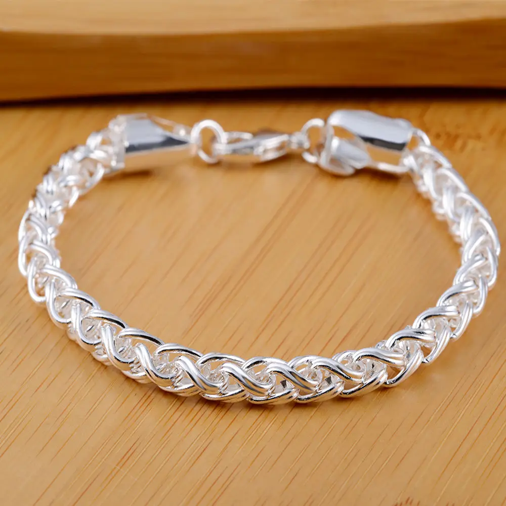 Hot Pretty twisting circle 925 Sterling silver Bracelet for woman Popular Wedding party Christmas Gifts fashion Jewelry