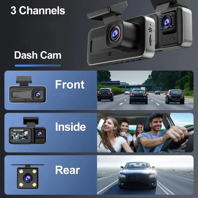 3 Channel Dash Cam for Cars Camera Black Box 3Ch/2Ch 1080P Video Recorder Rear View Camera for Vehicle Car DVR car accessories