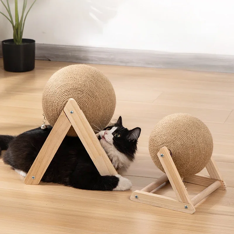 

Sisal Cat Grab Plate Vertical Cat Toy Solid Wood Small Cat Grab Ball Durable and Non Shattering Cat Grab Pillar Pet Supplies