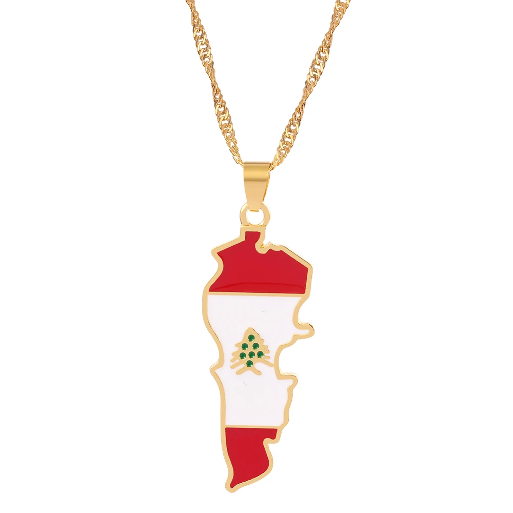 Lebanon Map Flag Necklace Lebanese Gold Color Ethnic Neck Chain For Men And Women Jewelry Accessories Gifts