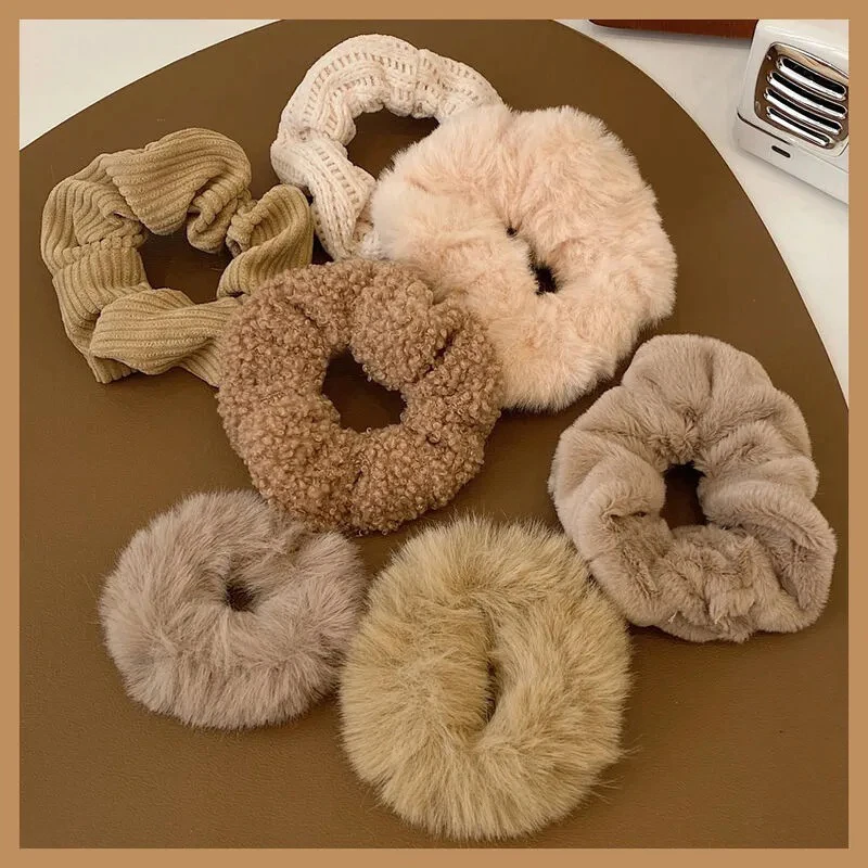 7 Stks/set Pluche Grote Darm Haarbanden Meisje Herfst Winter Elastische Rubberen Band Hoofdband Vrouwen Fixatie Paardenstaart Haar Accessoires