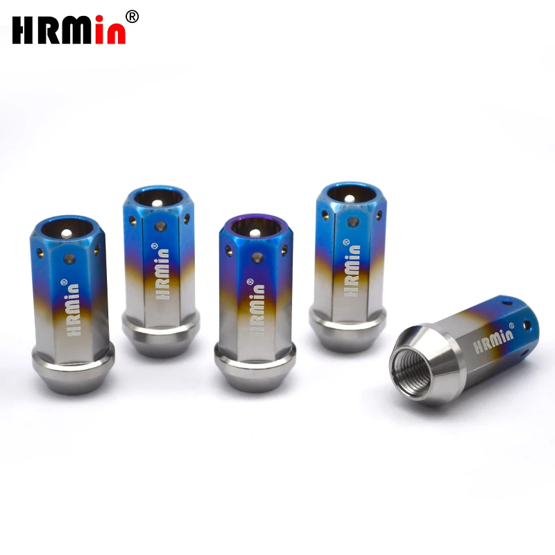 HRMin 6 hole nut open end Gr.5 titanium cone seat wheel lug nut titanium nut M12*1.5*45mm for Toyota,Mazda,Honda,Acura,Scion