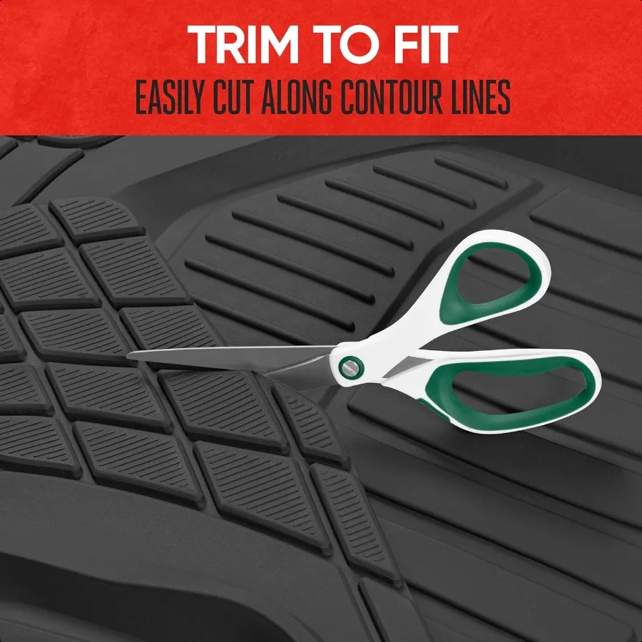 FlexTough Defender Floor Mats for Cars and TrunkShield Trunk Mat Set NextGen Deep Dish Heavy Duty Car All Weather Rubber Set Au