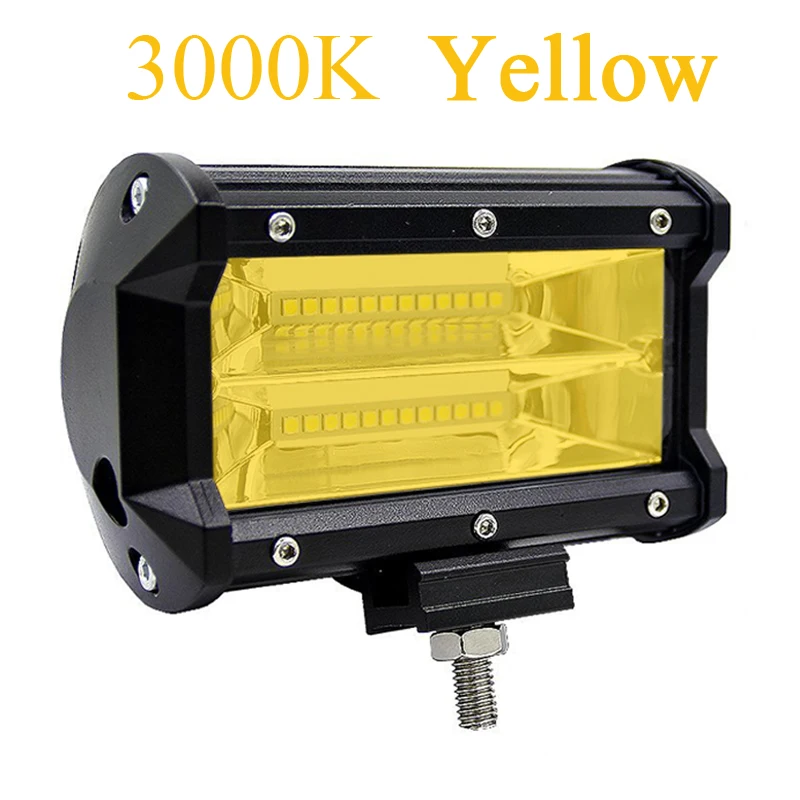 1 PCS Set Car 12V 24V LED Light bar and Truck Fog Light 5 Inch 72W Amber  Work Lights Apply to Off Road Truck