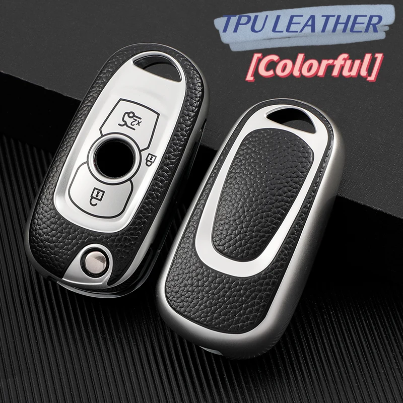 Leather TPU Car Key Case Cover For Opel Vauxhall Astra K Corsa E For Buick Verano ENCORE GX GL6 Folding Keys Shell Accessories