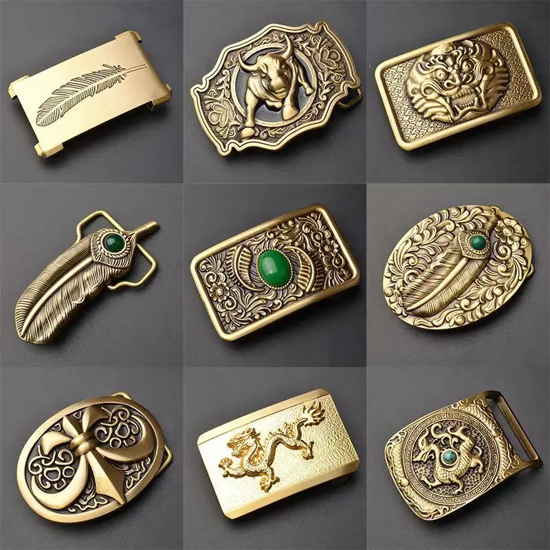 2025 Pure Copper Buckle Men's Belt Buckle High Quality Vintage Belt Buckle Head Belt Buckle