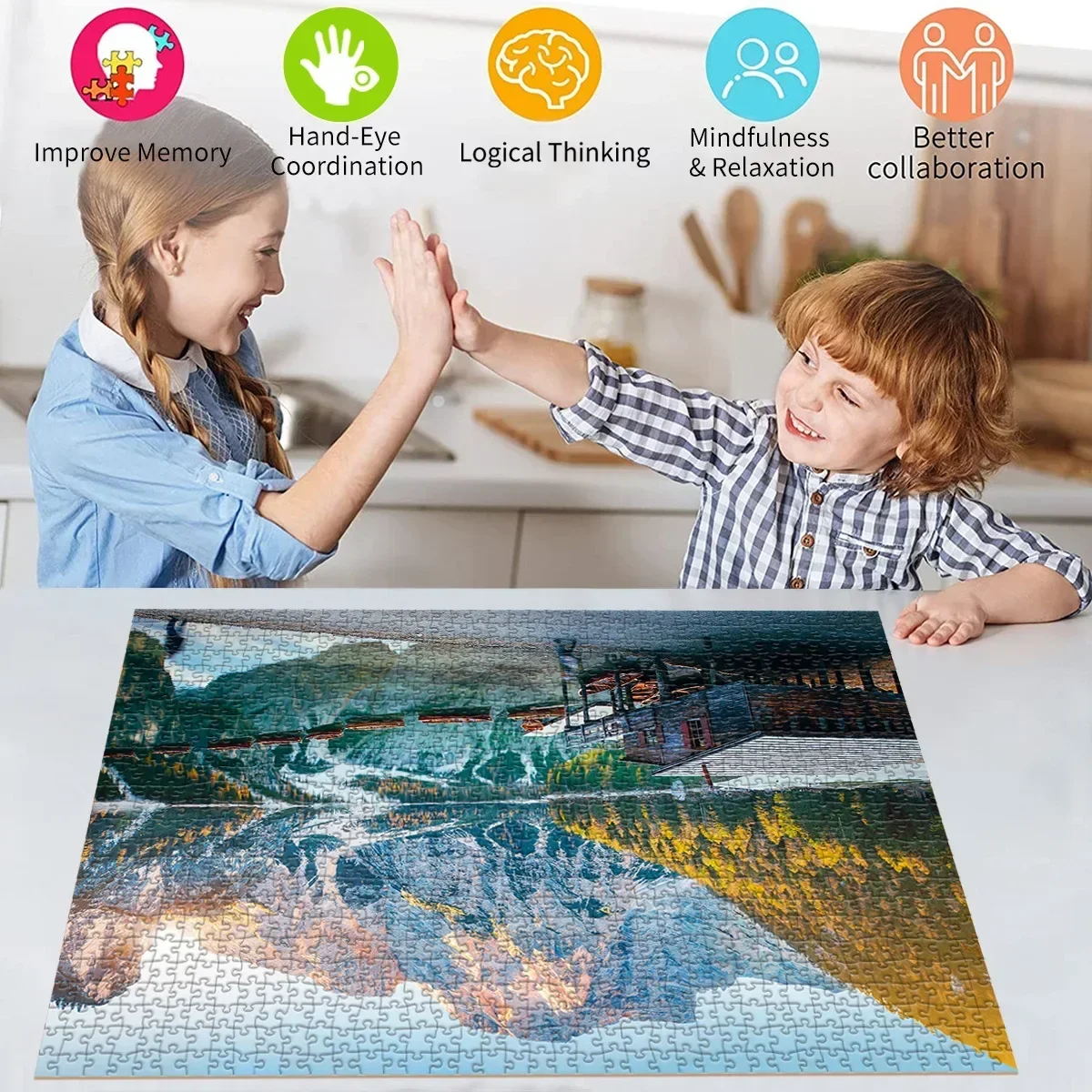 Haute qualité 1000 pièces papier Puzzle AdulDecompression dessin animé paysage boîte-cadeau Puzzle haute difficulté Puzzle jouets