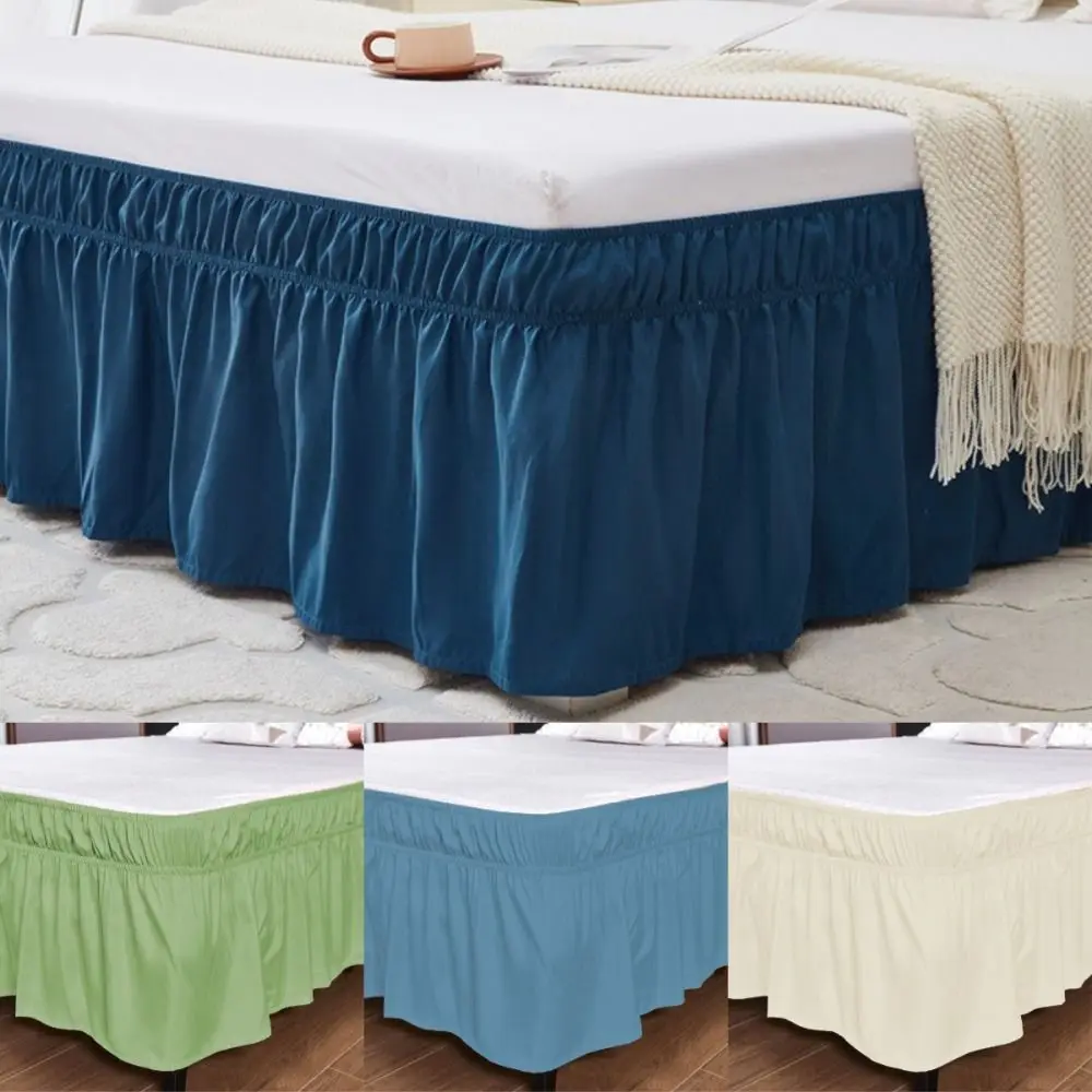 

New Solid Color Ruffled Bed Skirt Elastic Edge Wrinkle Free Bed Side Skirt Breathable Easy Care Bed Dust Cover Bedding Accessory