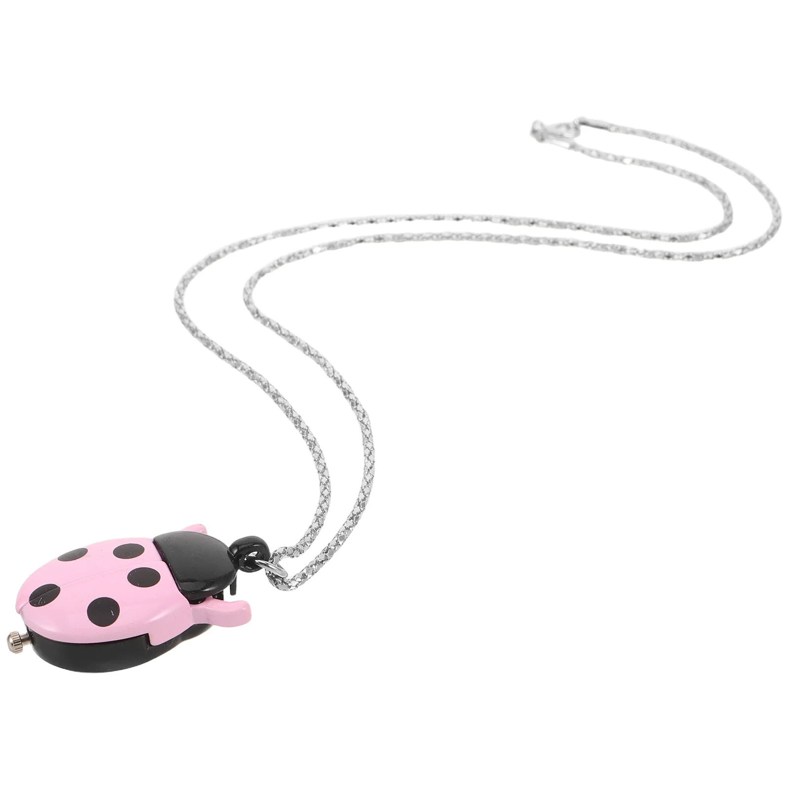 

Pocket Watch Ladybug Pendant Necklace With Arabic Numerals Vintage Quartz Timepiece For - Long