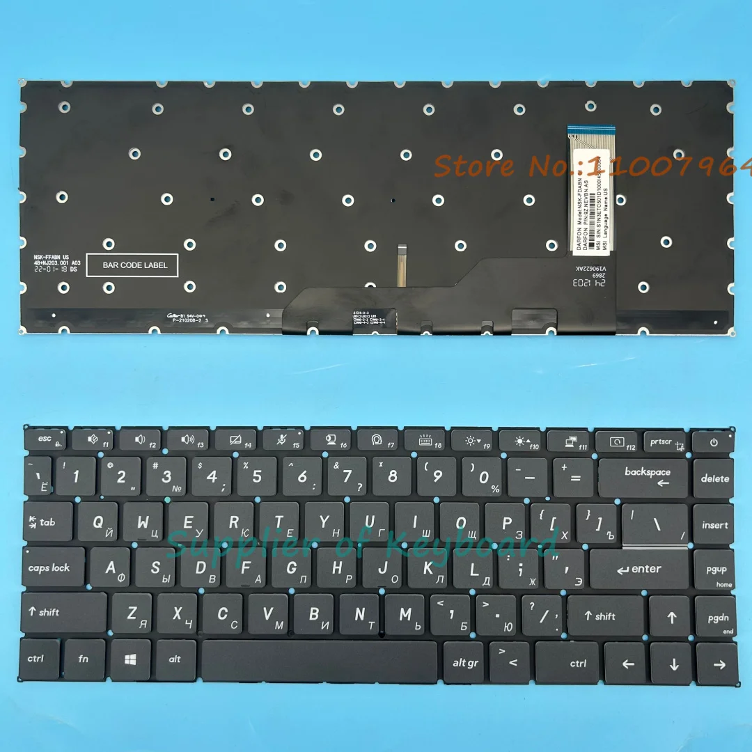 

НОВАЯ английская/русская/итальянская/арабская клавиатура для MSI Prestige 14 A10SC A10RB A10RAS A10RBS MS-14C1 MS-14C2 MS-1551 с подсветкой