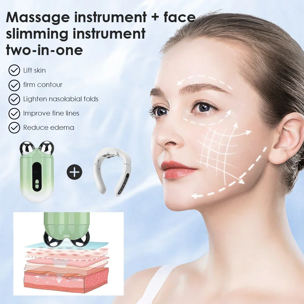 EMS Microcorrent Face Lifting Machine, massageador facial, V-Face Roller, rejuvenescimento da pele, anti-rugas beleza dispositivo