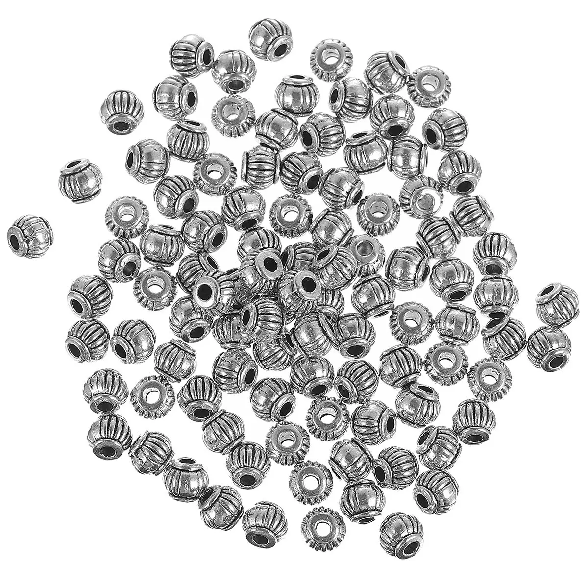 100Pcs Creative Pumpkin Lantern Round Beads Corrugated Spacer Beads for DIY Jewelry Accessories Bracelet Necklace Making Kit
