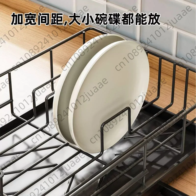 Kitchen sink drain countertop dish rack, household wrought iron rack, multi-functional storage rack