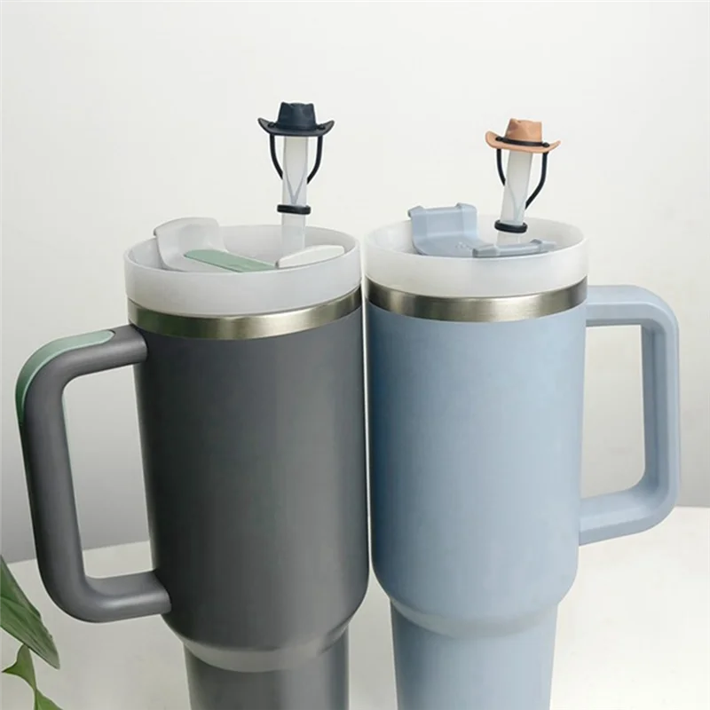 A24P 8 قطع من أغطية القش من السيليكون لقبعة رعاة البقر لكأس ستانلي، متوافقة مع بهلوان ستانلي 30 و40 أونصة (كاوبوي)