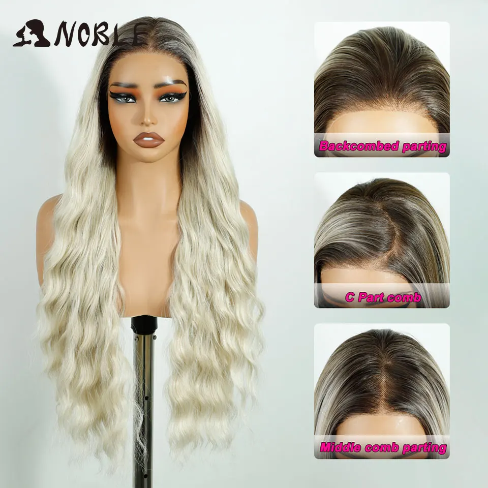 

Noble Wig Synthetic Lace Front Wigs For Women 13x4 Curly Lace Wig Ombre Brown Pre Plucked Pre-cut Wear And Go Glueless Lace Wigs