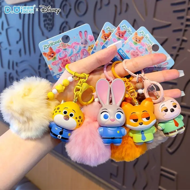 

Брелок Disney Zootopia: милый плюшевый маленький кулон, украшение для сумки, пушистая кукла-шар, очаровательный подарок для пары, праздничный сувенир