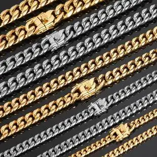 Six-sided Grinding Cuban Chain Titanium Steel Necklace Trendy Brand Hip Hop Stainless Steel Men's Necklace Jewelry Necklace Men