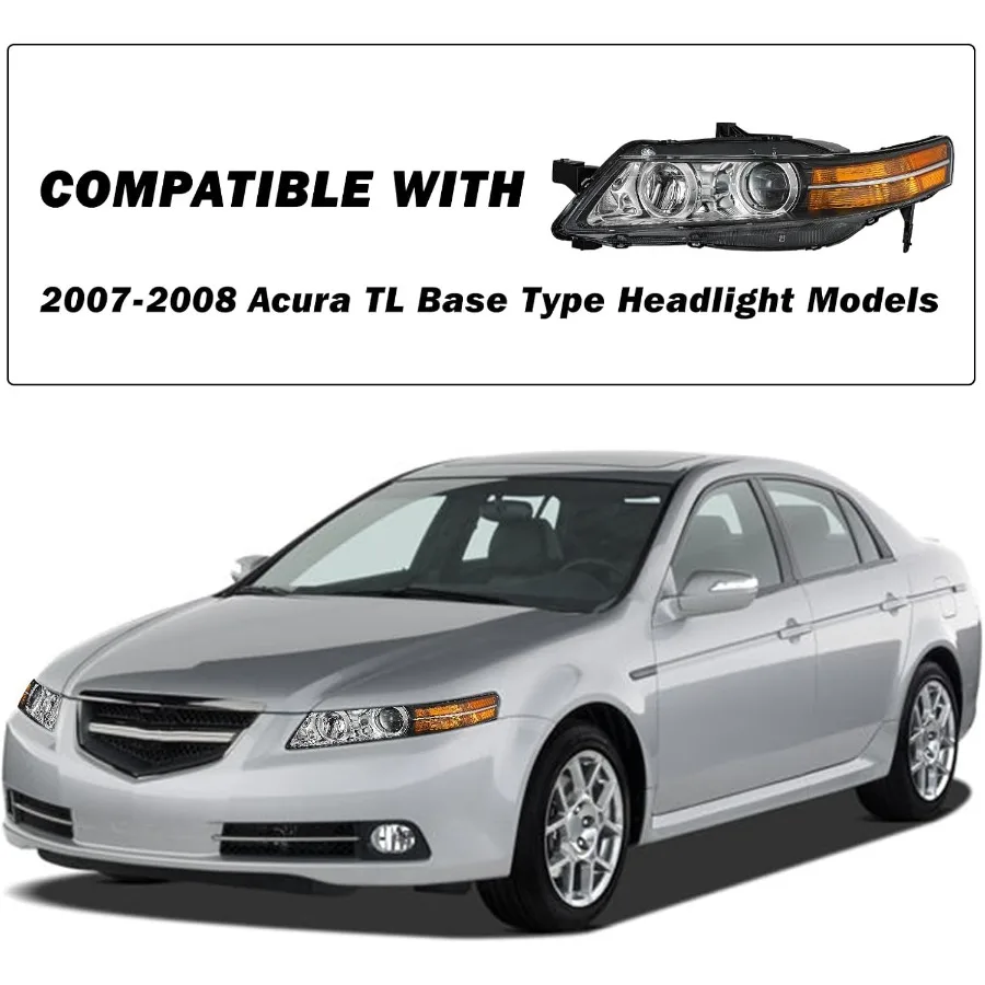 مجموعة مصابيح أمامية HID Xenon مصممة لقاعدة Acura TL 20072008 ونماذج الملاحة عالية الأداء من جانب السائق الأيسر