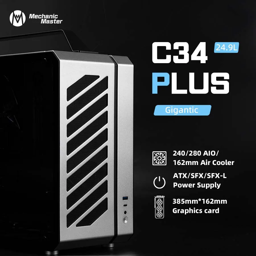 Mechanic Master Computer Case C34Plus Desktop Unit Box Side Transparent Flexible Convenient Aluminum PC Cube Mini Assemble