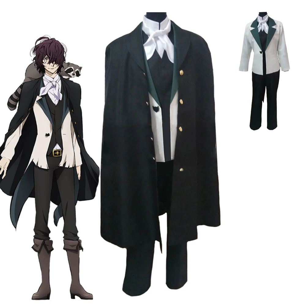 Anime Bungo Stray Edgar Allan Poe Cosplay Costume Wig Vest Windbreaker Set Halloween Carnival Night Role Playing Suit Uniform