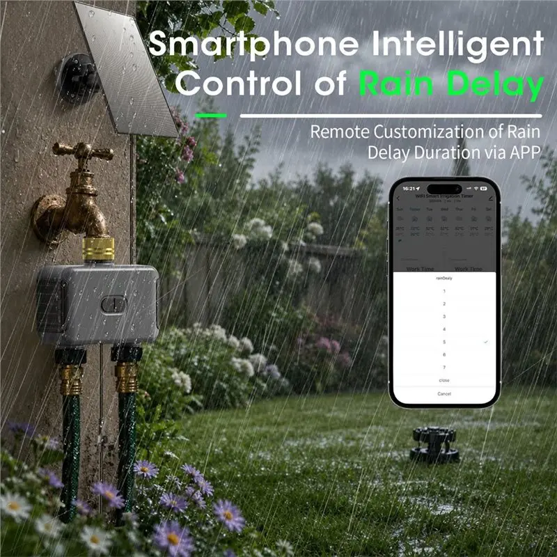 Automatic Drip Irrigation Function For Garden Hose Dual-Channel Wifi Water Valve Controller 3/4