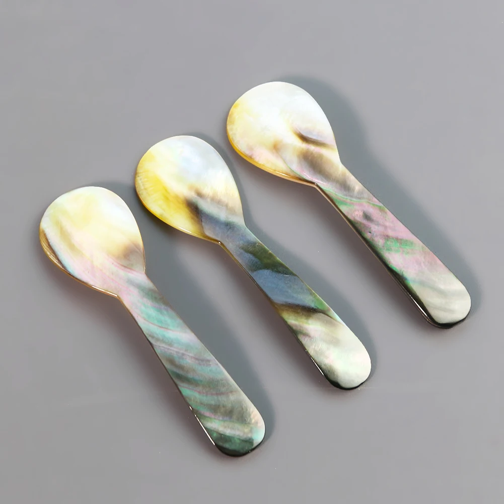 Aurora Luster Mother of Pearl Shell Mini Short Handle Spoon Salt Pepper Seasoning Tableware Tool Coffee Stirring Specialty Spoon