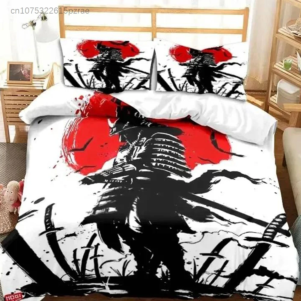 Japanese Samurai Bedding Set Soft Duvet Cover Set Men Teen Bedroom Single Double King Size Duvet Cover Pillowcase Boy Gift