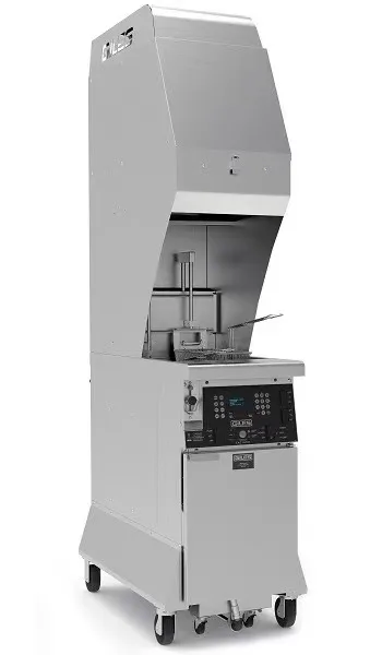 Fast food restaurant kitchen commercial non-ventilated fryer with range hood