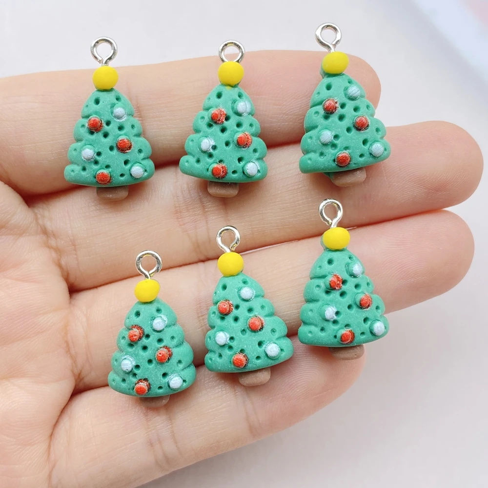 

12Pcs Cute Christmas Tree Resin Charms DIY Decor Accessories Earring KeyChain Necklace Trinket Pendant Jewelry Findings charms