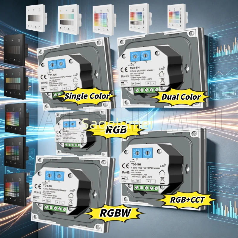 Skydance For Single Color Dual White RGB RGBW RGBCCT Strip 1Zone Touch Panel DMX Master Panel TD1-SH TD2-SH TD3-SH TD4-SH TD5-SH