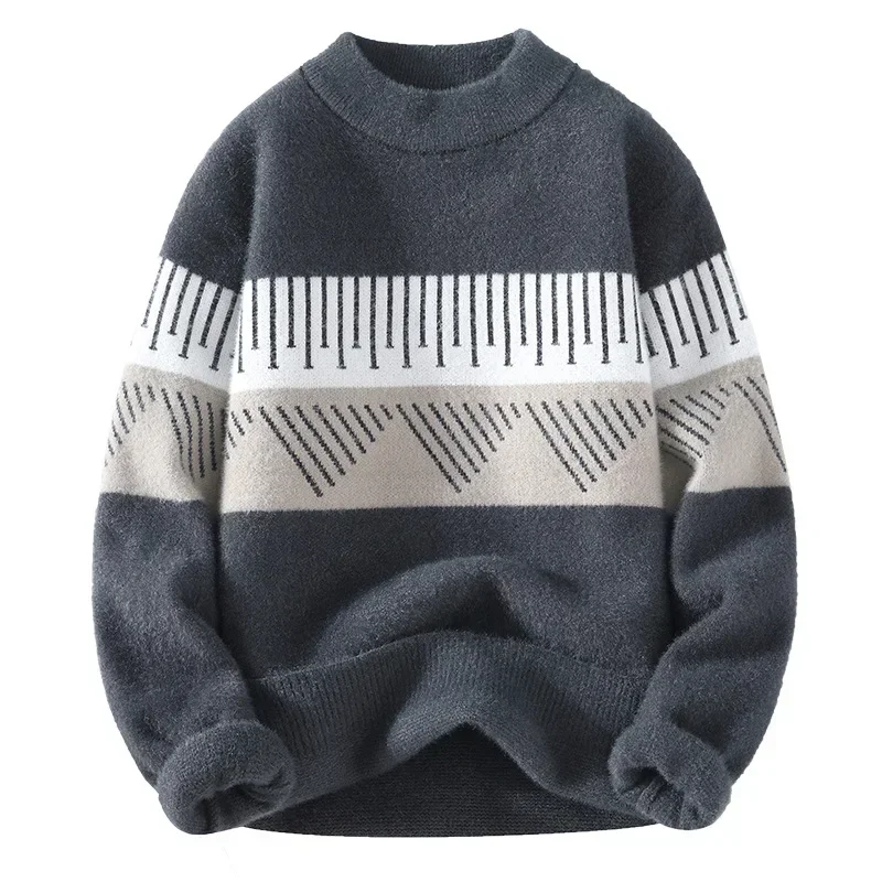 

Men's Winter New Fashion Versatile Casual Warm Half High Neck Sweater