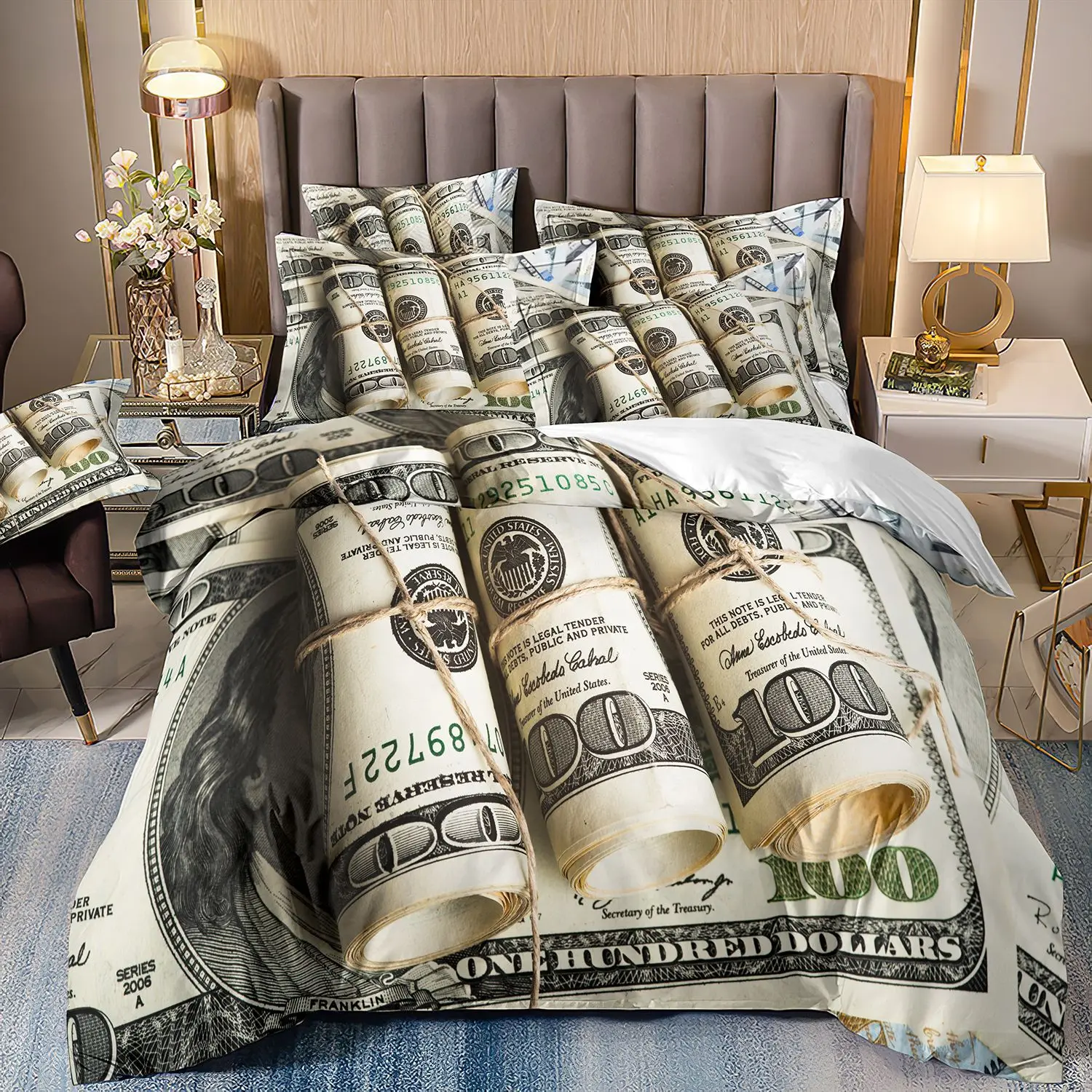 Dollar Bedding Set Coin pattern Duvet Cover for Kids Teens Adults Bedroom Decor