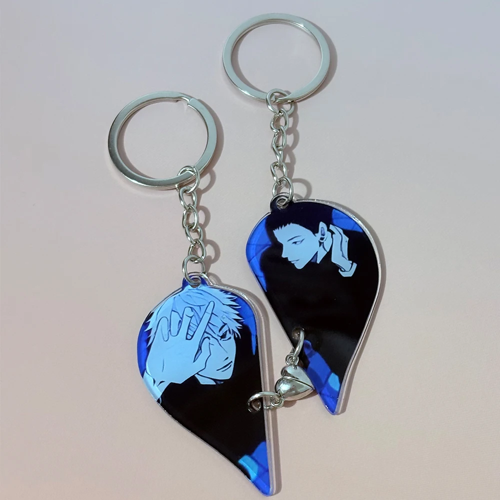 Anime Jujutsu Kaisen Gojo&Geto Magnetic Keychain Split Heart Keyring SatoSugu Couple Matching Acrylic Keychain Backpack Pendant