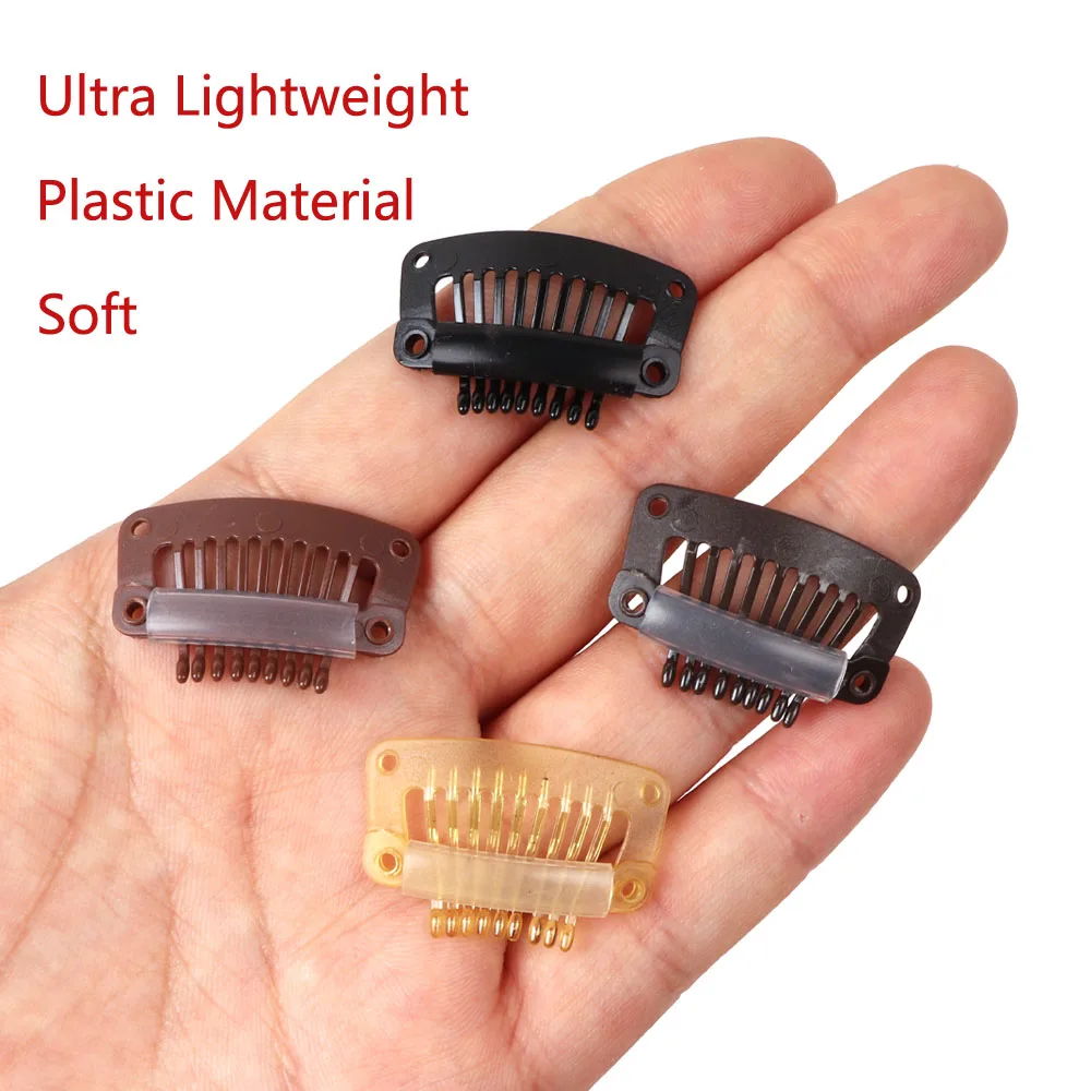 32mm Black Plastic Wig Clips, Snap Clips for Hair Extensions